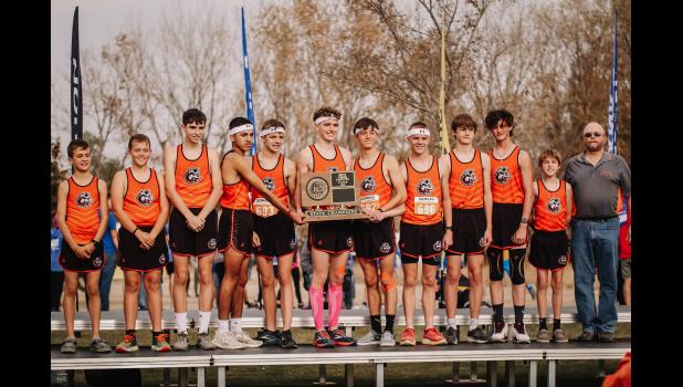 2022 South Dakota State B Boys Team Champions... (l to r) Shay Weber, Evan Henrie, Creston Burns, Trey Larson, Baylor Burns, Wakley Burns, Tukker Boe, Asher Peterson, David McKinley, Chevy Konst, Jack Peterson, Coach Ralph Kroetch Dani Photography