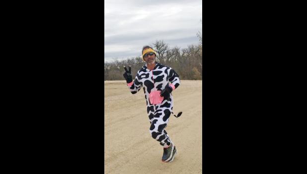 Mike Vetter won the funniest costume as a dairy cow.