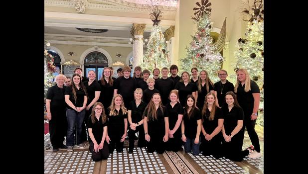 Pictured are back row: Teddi Carlson pianist, Sabilla Chandler, Grace Holzer, Marcella Wells, Jada Peck, Lila Besler, Talon Lundberg, Jose Lara, Daemik Wells, Braydon Grimes, Josh Cook, Kaden Green, Colbin Seidel, Rylee Veal, Molly Lemer, Abigayle Thompson, Alyx Fines, Channing Reiff, Zoey Kopren. Front row: Cora Besler, Lakyn Hulm, Teacher Bridget Vanderpool, Burke Vanderpool, Paisley Seim, Sierra Hendrickson, Marta Zapico, Mattie Krautschun, Julia Carmichael. Courtesy Photo