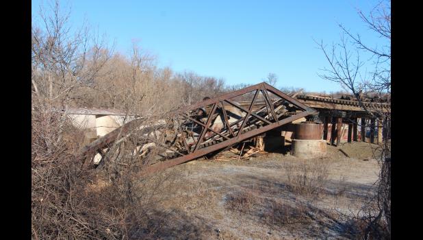 The heavy bridge damage is seen here looking to the north of the accident.