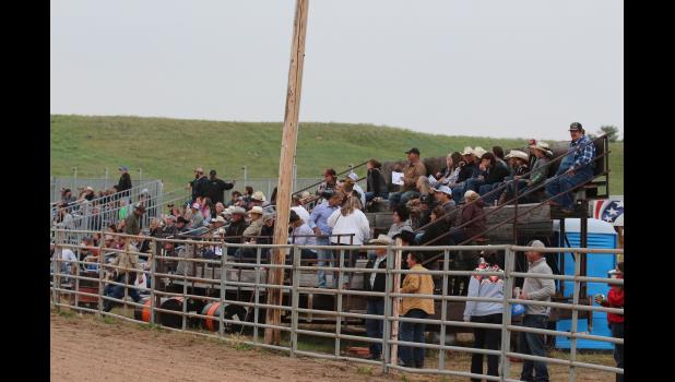 The crowd began to get situated after the rain quit on Saturday. Although a lighter crowd was on hand, the evening was full of excitement during 17th Annual Philip Invitational Matched Bronc Ride, Saturday June 10th.