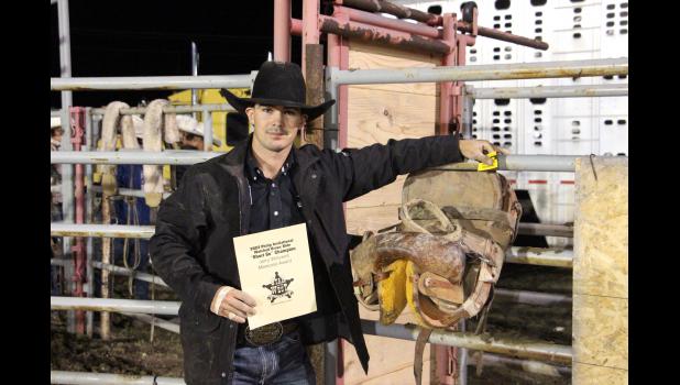 The 2023 Philip Matched Bronc Ride Champion Damian Brennen and Winner of the Jerry Willuweit Memorial Award.