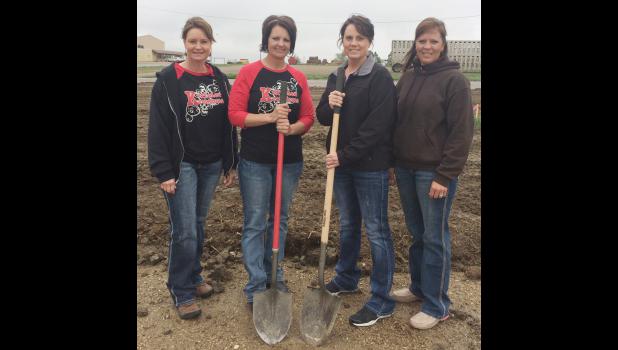 Misty Williams, Dana Keffeler, owner, Claudine Afdahl, and Ashley Price broke ground last week for the new building. Not pictured: Michele Hulm and Judy Matt.