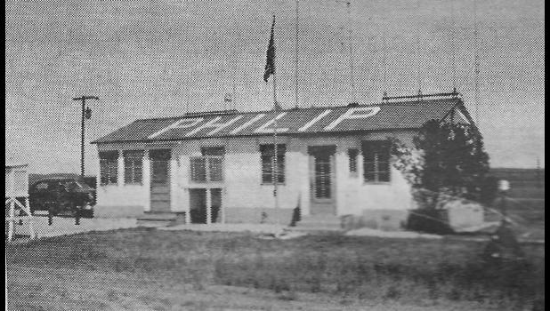 The airport prior to 1957: This was the CAA weather reporting station and office of Ralph Amsden of Philip Flying Service who had operated this office since 1949. M. D. Hoyt had operated the service during World War II. Lights for the field were installed in 1940. Courtesy photo