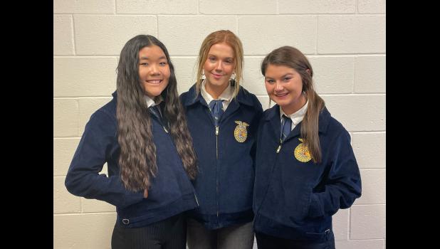 Faith FFA team members ... Journey King, Bridgett Lemmel, and Jaysee Jones. Photo courtesy Elke King