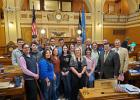 Meeting Elected Officials ... Back row: Caden Selby, Mr. Kelly Daughters, Senator Wink, Representative Cammack and Representative Pinnow. Middle row: Jackson Schauer, Klayte McLellan, Buddy Howie, Tanner Taylor, Elora Gould, Reagan Grueb and Representative Chaffee. Front row: Mrs. Deanna Fischbach, Kaia Day, Kinley Kirkley, Katie Sheridan, Skylar Vig, Olivia Spencer and Senator Maher. Photo courtesy Mrs. Deanna Fischbach