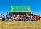 The families of Christ and Julia Besler and Samuel Besler, Sr. at the little prairie church below Rabbit Butte. Courtesy Photo
