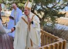 Over sixty people attended Easter Sunday Mass at St. Mary’s Catholic Church in Milesville last Sunday, April 9, 2023. Celebrant and homilist was Bishop Peter Muhich, the bishop for the Diocese of Rapid City (all of western South Dakota). He was assisted by resident pastor, Father Grant Gerlach. It is rare for a country parish to have a bishop in attendance, let alone for Easter. The nice weather allowed the Bishop to greet everyone after Mass out on the church deck. Bishop Muhich and Fr. Gerlach enjoyed Easter dinner with the large Patton family after Mass. Courtesy Photo