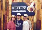 Kerry Burns, Jenny Terkildsen and Trisha Larson pose at the Dillanos Roasters trade show booth. The company helped the three co-owners of ginneys coffee shop get started in the coffee business, including creating the Bad River Coffee Company logo and supplying the coffee.