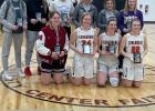 Back row: Taylee Jewett, Dupree, Rylin Rousseau, Dupree, Hadley Pihl, Harding County, Allie Kohn, Lemmon, Jaedyn Byre, Lemmon, Karlin Teigen, Harding County. Front row: Abby Thompson, Bison, TyAnn Mortenson, Faith, Shada Selby, Faith, Cassidy Schuelke, Faith.