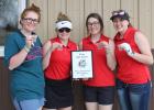 Ella Anderson, 97; Allison Kahler, 81; Greta anderson, 90; Mary Carmichael, 97. The Girls Team placed First. Boys Cohen Palmer, 96; Garrett Holzer 110.