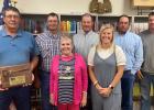 Haakon School Board with their 2021-22 ALL award. Back row (l to r): Scott Brech, Doug Thorson, Tucker Smith, Jeff Gabriel, Trevor Fitch. Front row (l to r): Anita Peterson, Jari Spry. Courtesy Photo