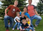 Jill Archibald with the 3 sets of twins she has cared for in the past 20 years. left to right, Cole and Cody Buer, Baelyn and Tegan Senn, Jacob and Liam Kruger. There is no end in sight when it comes to Jill and taking care of Bison’s babies.