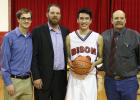 Josh McKinstry pictured with his coaches - Bailey Ellison, Nevada Ellison, and Carlie Ellison.