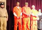 Officer Manny Donut (Kelton Quinn) is ready to haul Lawyer Willie Slick (Jared Doud), Judge Goodbuddy (Jim Harty) and Dr. Bigly (Jim Stangle) off to jail while Sister Nancy (Linda Stangle) gives her blessing. As they headed off to jail, Willie lamented that he hoped they’d get out before the Vikings win the Super Bowl.