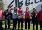 Coach Jeffrey Johnson, Corey Peck, 8th, 91; Ella Anderson, 10th, 114; Mary Carmichael, 10th, 114; Greta Anderson, 9th, 107; Allison Kahler1st, 83; Assistant Coach Alan Grinsteinner.